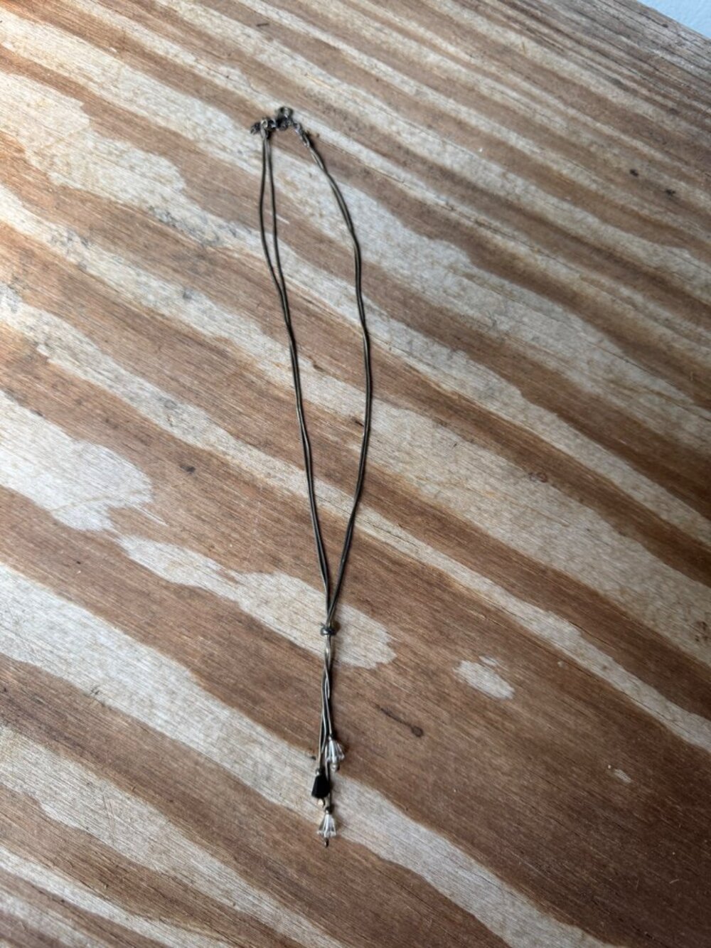 Vintage Italy Sterling Silver Necklace With Black & Clear Crystal Drop Pendant - Picture 5 of 6